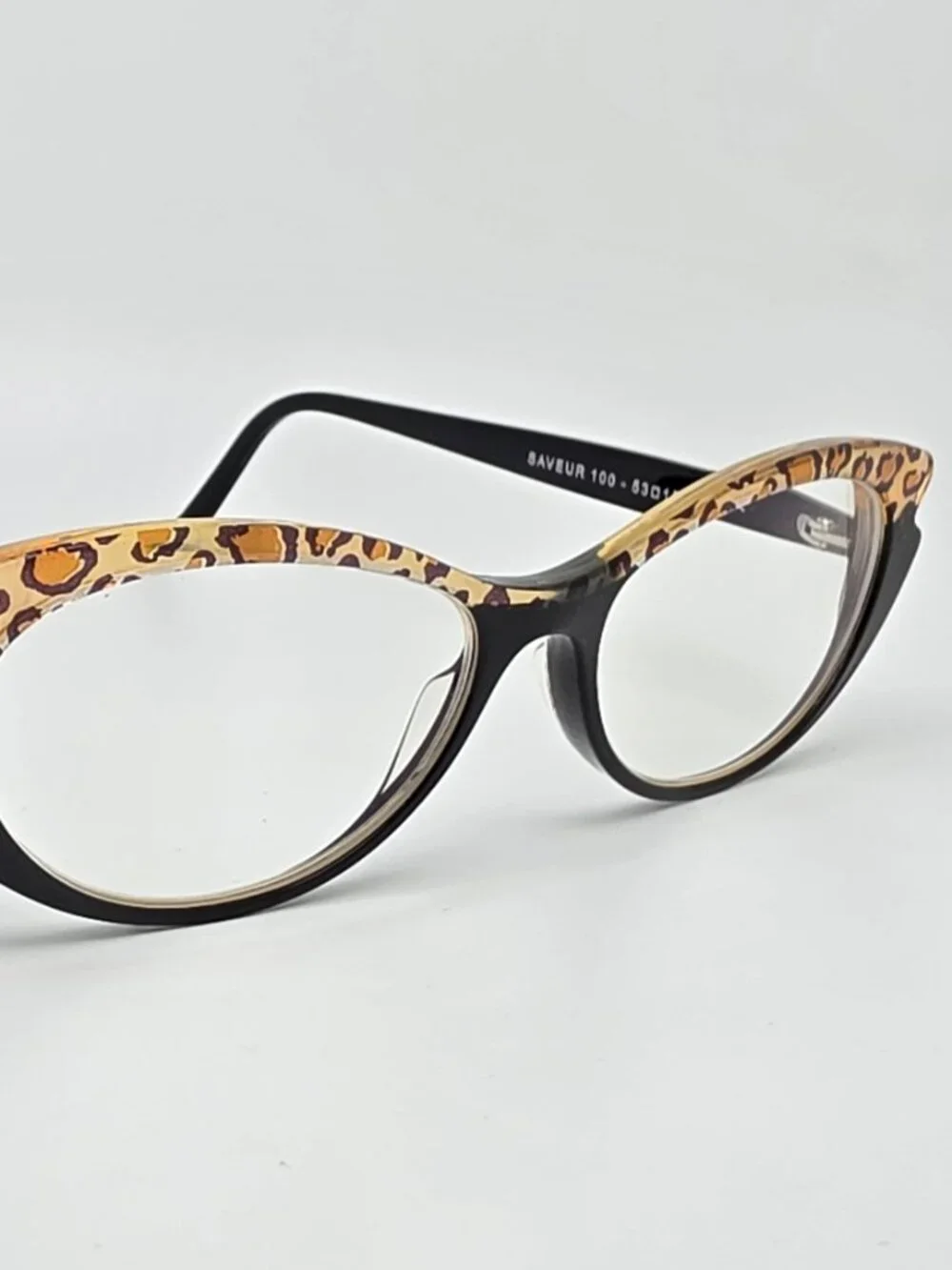 Jean Lafont Paris Saveur 100 Black Leopard Cat Eye Eyeglasses Frame w/ Case 53mm
